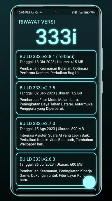 Riwayat Versi Aplikasi 333i untuk Android