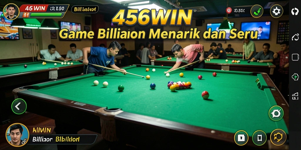 Antarmuka permainan Billiard yang menarik dan interaktif.