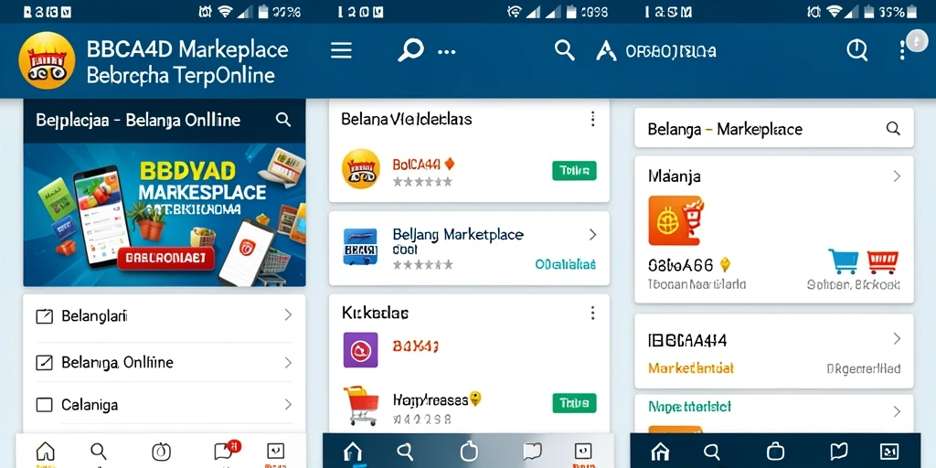 Antarmuka aplikatif BBCA4D dengan berbagai fungsi Marketplace.
