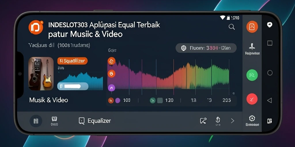 Tampilan antarmuka pengguna aplikasi Equalizer INDESLOT303 dengan fitur-fitur menarik.
