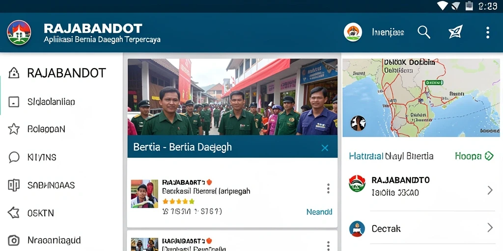 Tampilan antarmuka utama aplikasi RAJABANDOT