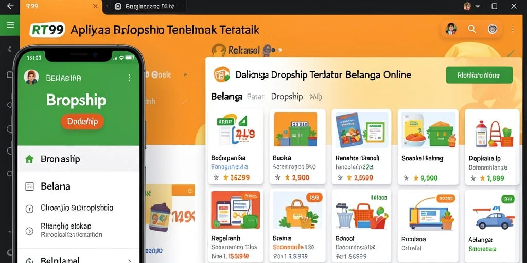 Tampilan antarmuka aplikasi RT99 yang intuitif untuk dropship.