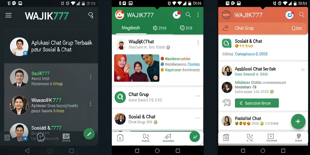 Tampilan antarmuka aplikasi WAJIK777 dengan fitur Chat Grup yang menarik.